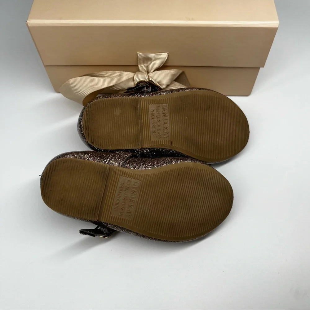 Jamie Kay Ballet Flat Shoes in Bronze Glitter, Size 5.5